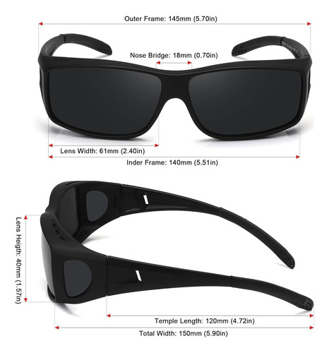 Gafas De Sol Meetsun Fit Over Glasses Para Hombre Y Mujer...