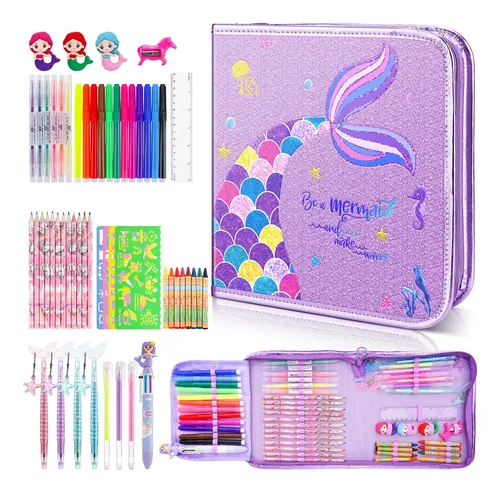 Mermaid Art Craft Kit For Kids, 56 Piece Set With Pencil ...