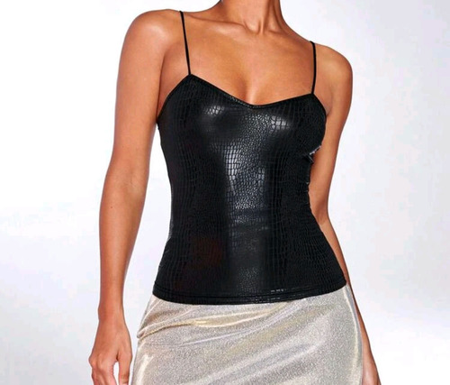 Top Blusa Negro De Tirantes Talla G