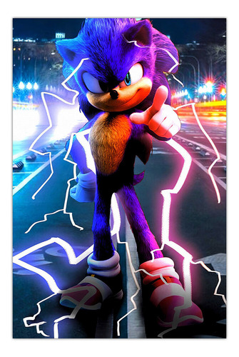 Quadro A3 Em Mdf Sonic Movie 001 - Placa