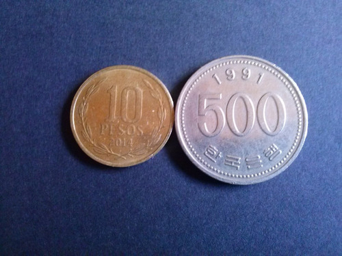 Moneda Corea Del Sur 500 Won 1991 Níquel (c12)
