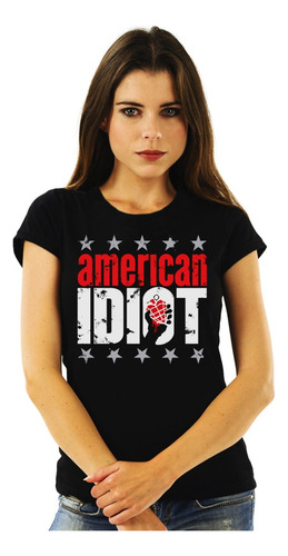 Polera Mujer Green Day American Idiot Punk Impresión Directa