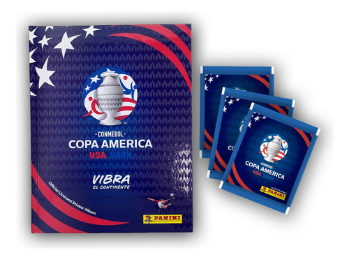 Pack Álbum Tapa Dura Azul + 50 Sobres - Copa America 2024