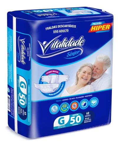 comprar Fralda Geriátrica Adulto G Vitalidade Sênior Com 50 Unidades Tamanho Grande