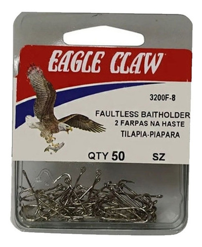 Anzol Eagle Claw Dupla Farpa N1 C/50un Super Resistente