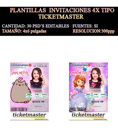 30 Invitaciones Psd Tipo Ticketmaster