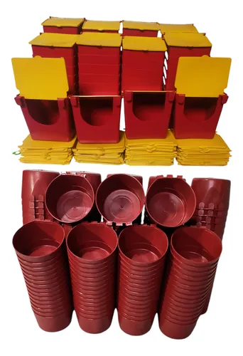 comprar 50 Comederos Con Tapa + 50 Bebederos De 1 Litro Para Gallos