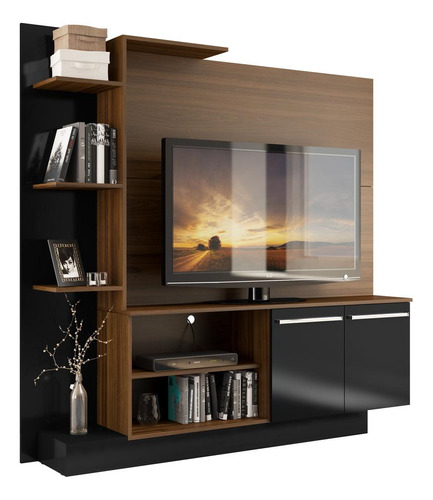 Estante Com Suporte Tv 55'' Denver Multimóveis V3069 Cor Duna/Preto