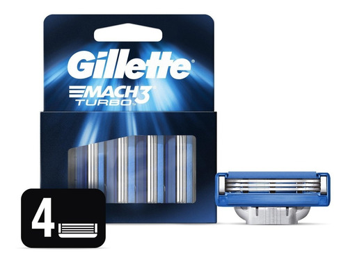 Carga Para Lâmina Gillette Mach3 Turbo - 4 Unidades