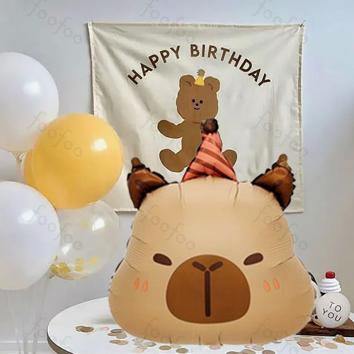 Kit 16pz Globos Capibara Decoración Feliz Cumpleaños Fiesta Unico Juego De Globos Diy Kapybara
