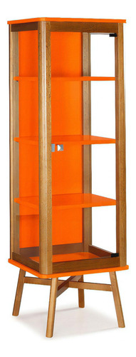 Jardinera Marupá de madera con puerta de cristal 158x49x41, color naranja