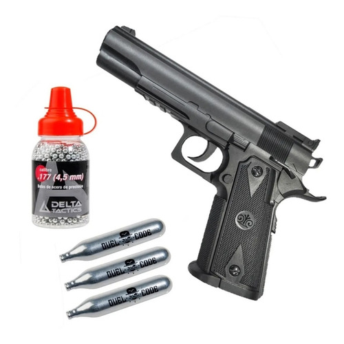 Pistola Co2 4.5 Stinger Black 1911 Acero Plastica No Blowbac