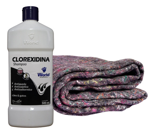 Kit Shampoo Clorexidina World + Cobertor Parati Cão Gato Pet