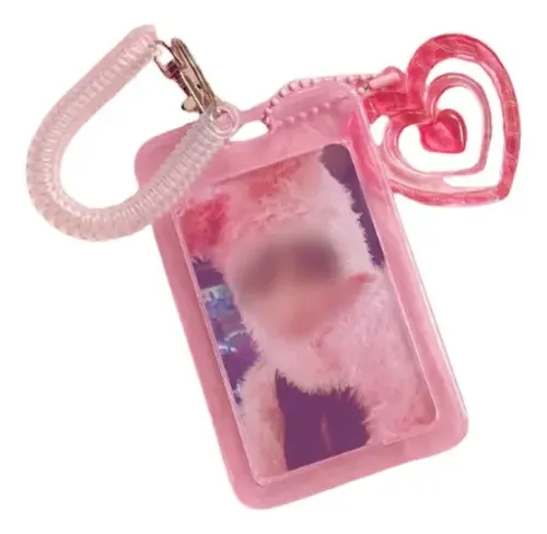 Portaphoto E Portachiavi Argentato – Custodia Per Carte Di Credito, Badge E Biglietti – Design Con Bordi Irregolari E Anello Staccabile