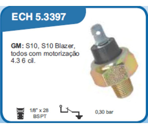 Interruptor Pressão De Óleo Compatível-s10/blazer Mtr 4.3 6
