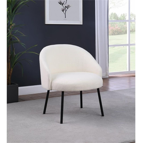 Silla Decorativa Moderna Tapizada Color Crema Sherpa