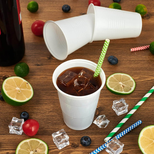 50 Vasos Desechable Plástico Prémium Blanco Eventos Fiestas
