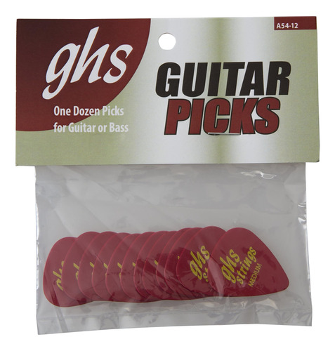 Ghs Strings Ghs Guitar Picks Paquete De 12-medio (a54-12)
