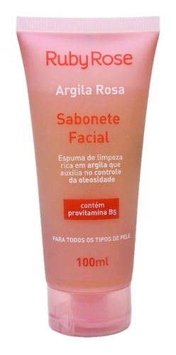 Ruby Rose Argila Rosa Sabonete Facial Hb-324 100ml Momento de aplicação Dia/Noite Tipo de pele Todo tipo de pele