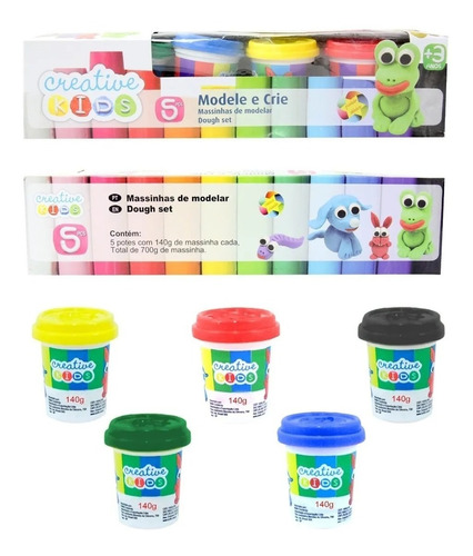 Kit 5 Massinha Modelar Brinquedo Educativo Infantil Colorida