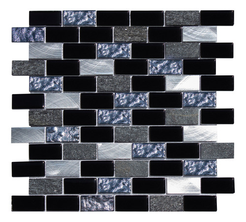 8 X Malla Mosaico Decorativa Aluminio Vidrio Color Negro