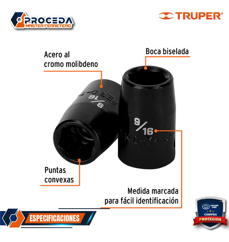 Dado De Impacto De 9/16 , 6 Puntas, Cuadro 1/2 13378