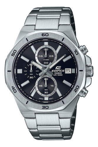 Pulseira de relógio masculina Casio EFV-640d-1AVUDF Edifice, cor: prata, moldura, cor de fundo prateada, cor de fundo preta