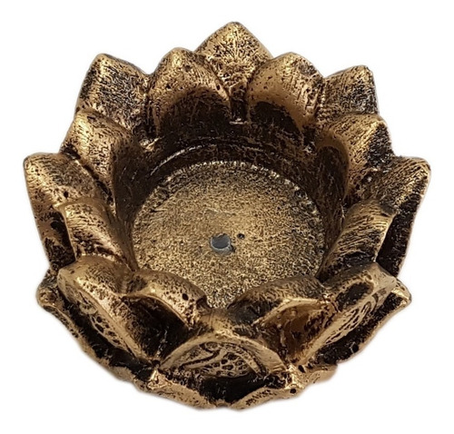 Kit C/ 2 Incensário E Castiçal Flor De Lotus Em Resina 5cm
