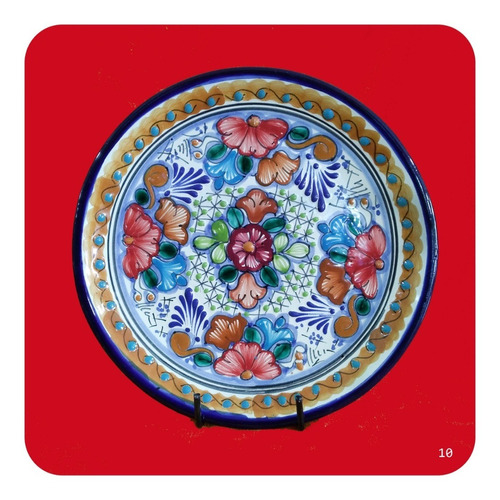 Set De 8 Platos De Talavera Poblana 25 Cm Dif. Diseños Plt 