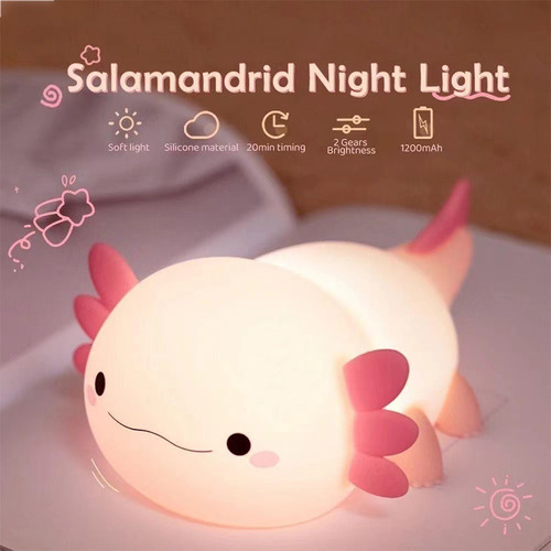 Cute Axolotl Night Light Silicone Nursery Sleeping Lamp