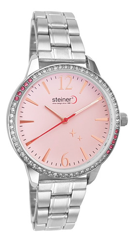 Reloj Steiner Análogo Extensible Plateado Acero Inox. 3atm