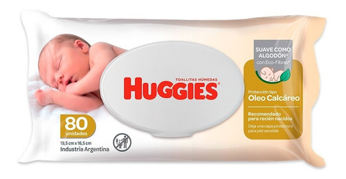 Imagen 2 de 10 de Toallas Humedas Huggies C/ Oleo Calcareo Deluxe X80 Caja X12