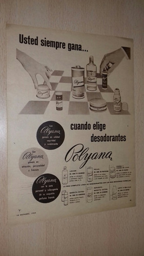 P569 Clipping Antigua Publicidad Perfume Polyana Año 1958