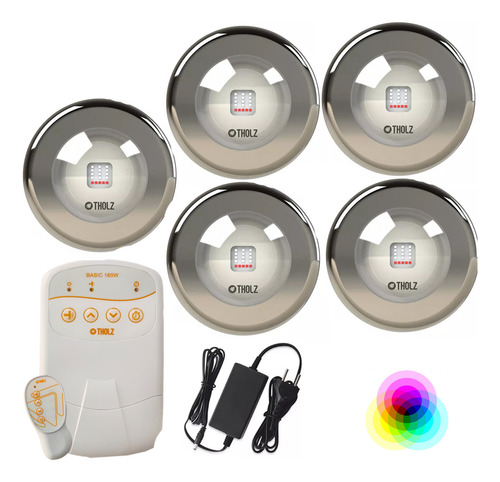 Kit Pdx1410n + 5 Led Premium Inox 316 18w Rgb Piscina Tholz