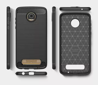 Funda Tpu Antigolpe Fiber Carbon Para Motorola Moto Z2 Play