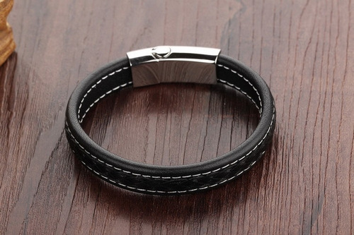 Imagen 9 de 9 de Pulsera Caballero Piel Con Acero - 545