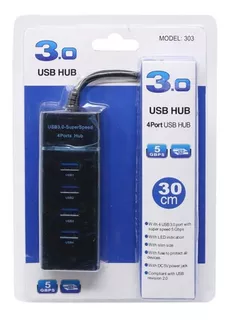 Hub 4 Puertos Usb 3.0 5gbps 30 Cm Indicador Led Super Speed