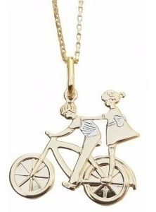 Gargantilha Casal Bicicleta Namorados Folheado A Ouro 18k.