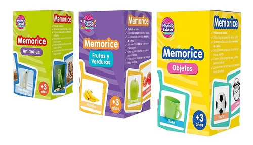 Set 3 Memorice Animales-frutas Y Verduras-objetos Adetec