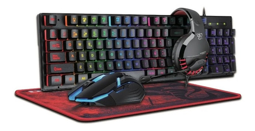 Kit Mouse Auricular Pad Teclado Gamer Con Luz Daewoo 4 En 1