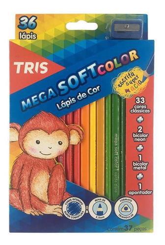 Lápis De Cor Tris Mega Soft Color Triangular 36 Cores