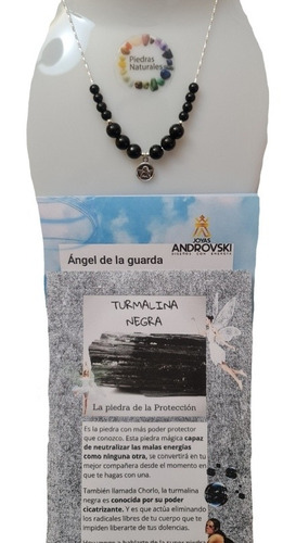 Collar Turmalina Negra Con Medalla Ángel De La Guarda ,plata