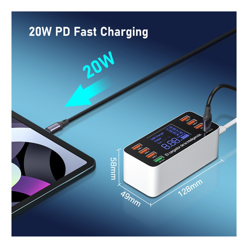 Cargador Usb De Carga Rápida De 8 Puertos Qc3.0 Estación De