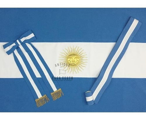 Imagen 1 de 5 de * Bandera Argentina Ceremonia * Premium * Con Moño Y Tahalí*