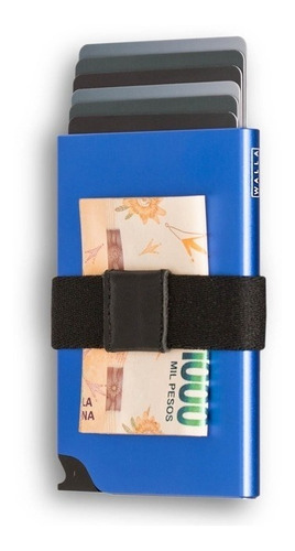 Imagen 1 de 10 de Tarjetero Card Slider Walla Wallets Marino - Proteccion Rfid