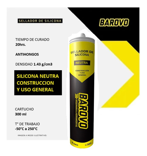 Cartucho Sellador De Silicona Neutra Color Blanco Antihongos 300ml