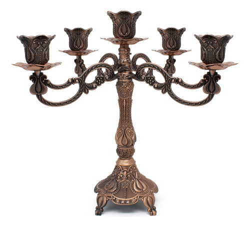 Candelabro De Metal De 5 Velas De 10,1 Pulgadas De Alto...