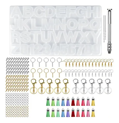 comprar Alfabeto Resina Silicone Forma Molde Epóxi Chaveiro 308 Pcs