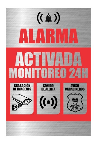 Señal  Alarma Activada Monitoreo 24hrs Placa 30x20cm 