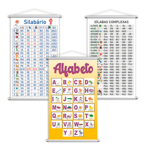 Alfabeto + Silabário + Complexo Kit 3 Banners Grande